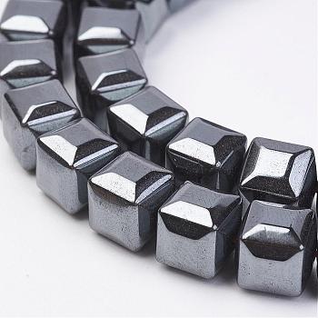 Non-magnetic Synthetic Hematite Beads Strands, Cube, 8x8x8mm, Hole: 1mm, about 51pcs/strand, 15.55 inch