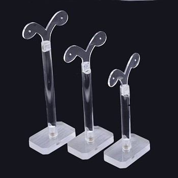 T Bar Organic Glass Earring Displays Sets, Jewelry Display Rack, Jewelry Tree Stand, Clear, 11.4~15.5x5.9x3.1cm