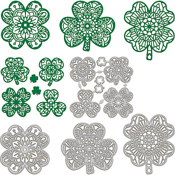 Mandala Theme Carbon Steel Cutting Dies Stencils, for DIY Scrapbooking, Photo Album, Decorative Embossing Paper Card, Stainless Steel Color, Clover, 84~107x84~103x0.8mm, 4pcs/set