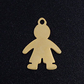 304 Stainless Steel Pendants, Blank Stamping Tag, Boy, Golden, 17x12x1mm, Hole: 1.4mm