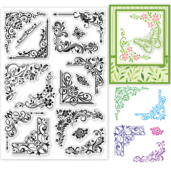PVC Stamps, for DIY Scrapbooking, Photo Album Decorative, Cards Making, Stamp Sheets, Film Frame, Floral Pattern, 21x14.8x0.3cm