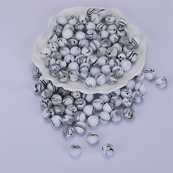 Round Silicone Focal Beads, Chewing Beads For Teethers, DIY Nursing Necklaces Making, Two Tone, WhiteSmoke, 15mm, Hole: 2mm