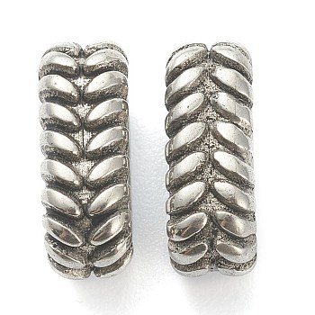 304 Stainless Steel Linking Rings, Oval, Grooved, Antique Silver, 12.5x4.5x6.5mm, Inner Diameter: 9x3.5mm