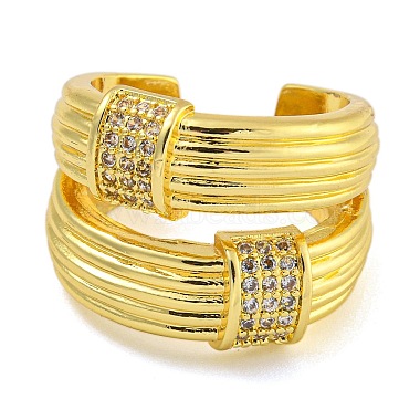 Rack Plating Brass Micro Pave Cubic Zirconia Cuff Rings for Women(RJEW-I107-10G)-2