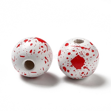 Perles en bois naturel imprimées sur le thème d'halloween(WOOD-L020-C02)-3