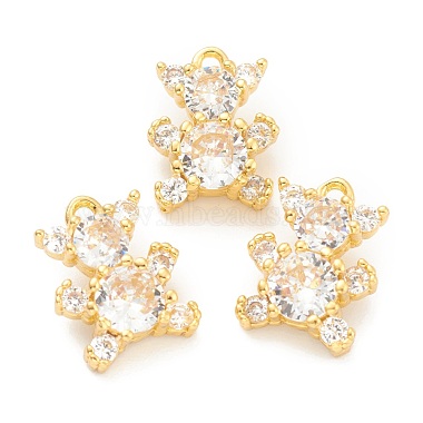 Real 18K Gold Plated Clear Bear Brass+Cubic Zirconia Charms