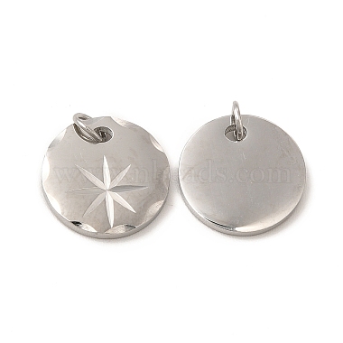 Stainless Steel Color Flat Round 304 Stainless Steel Charms