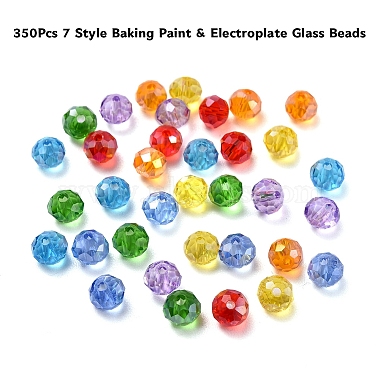 350Pcs 7 Style Baking Paint & Electroplate Glass Beads(EGLA-YW0001-18)-4