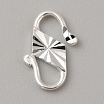 Rhodium Plated 925 Sterling Silver S-Hook Clasps, Connector Components for Jewelry Making, with 925 Stamp, Platinum, 11.5x7x1mm, Hole: 3x2.8mm(FIND-WH0152-361B-P)