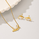 Classic French Style Butterfly Jewelry Set with Zircon Pendant Earrings(IT0460)