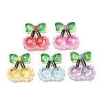 Transparent Resin & Paillette Imitation Food Cabochons, Bowknot Cherry, Mixed Color, 22x21x8mm(RE-CBA0EC6-09)