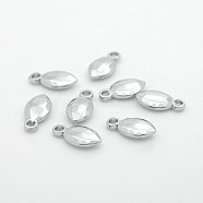 Oval CCB Plastic Pendants, Platinum, 19x10x4mm, Hole: 3mm(CCB-J028-35P)