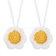 Sunflower Wool Braided Pendant Decorations, for Car Interiors Hanging Ornaments, White, 280~290x4mm(AJEW-WH0258-857A)