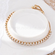 Brass Pave Clear Cubic Zirconia Horse Eye Box Chain Slider Bracelets, Nickle Free, Long-Lasting Plated, Golden, 10-1/4 inch(26cm), link: 3x6mm(BJEW-YWC0002-06B-G)