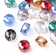 Transparent Electroplate Glass Beads Strands, AB Color Plated, Faceted, Rondelle, Mixed Color, 5.5x3.5mm, Hole: 1.4mm(EGLA-YWC0001-6mm-02)