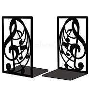 Non-Skid Iron Bookend Display Stands, Adjustable Desktop Heavy Duty Metal Book Stopper for Shelves, Musical Note, 110x135x200mm, 2pcs/set(AJEW-WH0548-009)