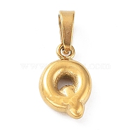 316L Surgical Stainless Steel Charms, Letter Charm, Golden, Letter Q, 10.5x6x2.5mm, Hole: 2.5x4.5mm(STAS-G315-01G-Q)
