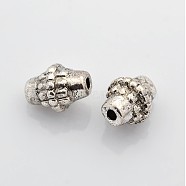 Tibetan Style Alloy Beads, Lead Free & Nickel Free & Cadmium Free, Bicone, Antique Silver, about 8mm in diameter, 10mm long, hole: 2mm(X-LF1056Y-NF)