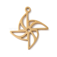 201 Stainless Steel Pendants, Laser Cut, Windmill Charm, Golden, 21.5x19x1mm, Hole: 1.5mm(STAS-E211-12G)