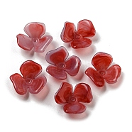 Two-tone Opaque Acrylic Bead Caps, Gradient Color, Flower, FireBrick, 23x21.5x8.5mm, Hole: 1.6mm(OACR-G034-03D)