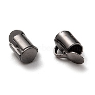 Brass Slide On End Clasp Tubes, Slider End Caps, Gunmetal, 6x6x4mm, Hole: 1x2mm, Inner Diameter: 3mm(KK-Q747-11A-B)