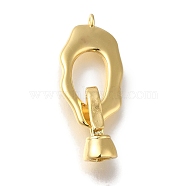 Brass Fold Over Clasps, Oval, Real 18K Gold Plated, 29mm(KK-H480-10G)