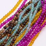 Natural Agate Beads Strand, Dyed, Round, Mixed Color, 4mm, Hole: 0.5mm(G-G583-4mm-M)