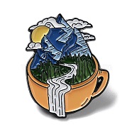 Outdoor Camping Theme Mountain Pattern Enamel Pin, Black Zinc Alloy Brooches for Backpack Clothes, Colorful, 30x23.5x1mm(JEWB-H015-01EB-03)