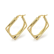 304 Stainless Steel Earrings for Women, Rhombus, Golden, 35.5x5.5mm(EJEW-E305-17G-02)
