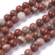 Natural Red Jasper Beads Strands, Round, Grade AB, Red, 8mm, Hole: 1mm,  about 48pcs/strand, 15.1 inch(X-G-F348-02-8mm)
