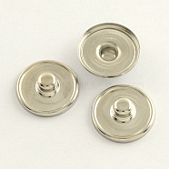 Brass Snap Button Cabochon Settings, Stud Findings, Flat Round, Platinum, 18.5x5~6mm, knob: 5.5mm, Tray: 18mm(KK-Q686)