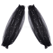 Polyester Arm Oversleeves for Women, with Plastic Beads, Black, 610x225x2.5mm(AJEW-WH20001-38A-02)