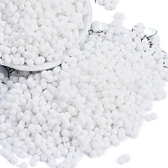 Baking Paint Glass Seed Beads, Round Hole, Peanut, White, 3.5x6x3.5mm, Hole: 0.9mm, about 3750pcs/pound(SEED-K010-A01)