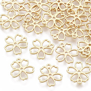 Brass Charms, Nickel Free, Flower, Real 18K Gold Plated, 10.5x10x1mm, Hole: 1mm(KK-T055-003G-NF)