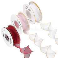 3 Rolls 3 Colors Organza Ribbons, Flat, for Valentine's Day Bow Tie Making, Mixed Color, 1-5/8 inch(40mm), about 10.00 Yards(9.14m)/Bag, 1 roll/color(SRIB-FG0001-15)