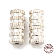925 Sterling Silver Screw Clasps, Column, Silver, 11x5mm, Hole: 1.2mm(STER-K175-01S)