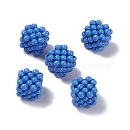 Handmade Opaque Plastic Woven Beads, No Hole Bead, Cube, Dodger Blue, 15.5x15.5x15.5mm(KY-P015-06A)