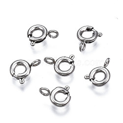 Tarnish Resistant 304 Stainless Steel Spring Ring Clasps, Ring, Stainless Steel Color, 8x6.5x1.5mm, Hole: 1.5mm(X-STAS-S117-016A)