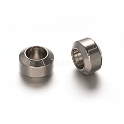 Rondelle 201 Stainless Steel Beads, Large Hole Beads, Stainless Steel Color, 11x7mm, Hole: 6.5mm(STAS-D111-59)