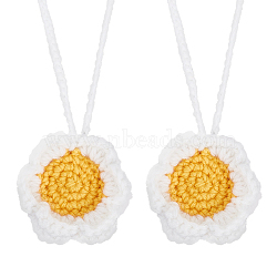 Sunflower Wool Braided Pendant Decorations, for Car Interiors Hanging Ornaments, White, 280~290x4mm(AJEW-WH0258-857A)