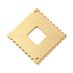 Brass Connector Charms, Lace Edged Rhombus Links, Real 24K Gold Plated, 21.5x21.5x0.8mm, Hole: 1.2mm(KK-P259-15G)