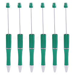 Plastic Beadable Pens, Shaft Black Ink Ballpoint Pen, for DIY Pen Decoration, Spring Green, 141x8x8mm(AJEW-TAG0001-03A)