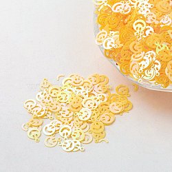 Ornament Accessories Plastic Paillette/Sequins Beads, Smiling Face, Yellow, 8x6x0.1mm, Hole: 0.8mm(PVC-E001-13-RC02)