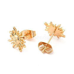 Brass Stud Earrings for Women, Sun Ear Studs, Golden, 12x12x3mm, Pin: 1mm(KK-M239-01G)
