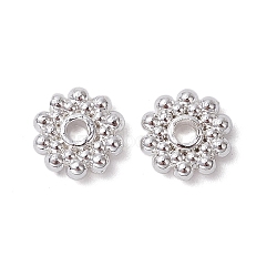 Alloy Spacer Beads, Flower, Long-Lasting Plated, Silver, 8.5x2mm, Hole: 1.8mm(FIND-B029-04S)