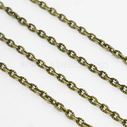 Iron Cable Chains, Textured, Unwelded, with Spool, Antique Bronze Color, 3x2x0.5mm, about 32.8 Feet(10m)/roll(X-CH-0.5YHSZ-AB)