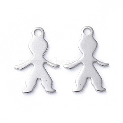 304 Stainless Steel Pendants, Laser Cut, Human, Stainless Steel Color, 16x10.5x0.8mm, Hole: 1.6mm(STAS-E466-13P)