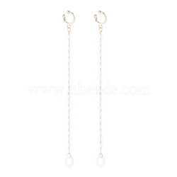 Creative Round Plastic Pear Beads Earring Strap, Brass Cuff Earring with Long Tassel, Bluetooth Headset Anti-lost Earrings, Golden, 123mm(EJEW-JE04693)
