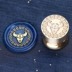 Golden Tone Round Wax Seal Brass Stamp Heads, for Wax Seal Stamp, Mini-Twelve Constellations Series, Taurus, 15x15mm, Hole: 7mm(AJEW-S087-02G-03)