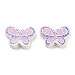 Spray Painted Natural Wood Beads, Printed Butterfly Beads, Plum, 15x21.5x4.5mm, Hole: 1.8mm(WOOD-C003-03A)